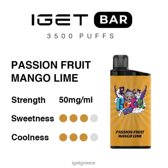 IGET vape flavours bar 3500 τζούρες LDRXX281 φρούτο του πάθους μάνγκο λάιμ