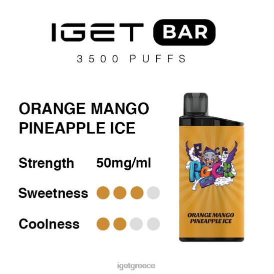 IGET vape flavours bar 3500 τζούρες LDRXX290 πορτοκαλί πάγος ανανά μάνγκο