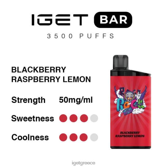 IGET vapes oz bar 3500 τζούρες LDRXX296 βατόμουρο λεμόνι βατόμουρο