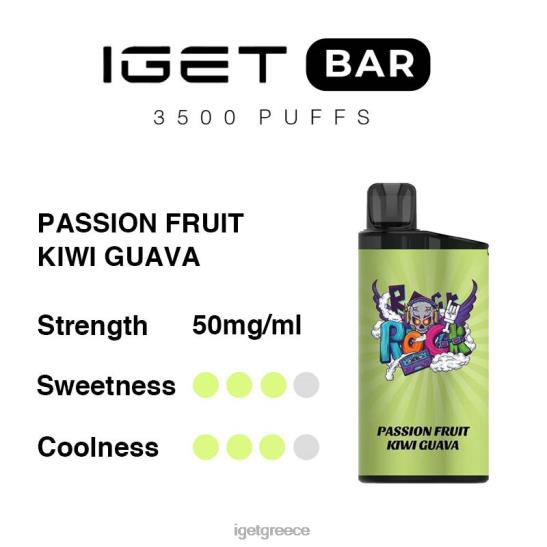 IGET vapes Greece bar 3500 τζούρες LDRXX297 φρούτο του πάθους ακτινίδιο γκουάβα